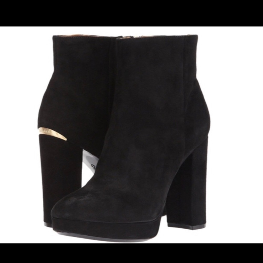 Black platform ankle booties